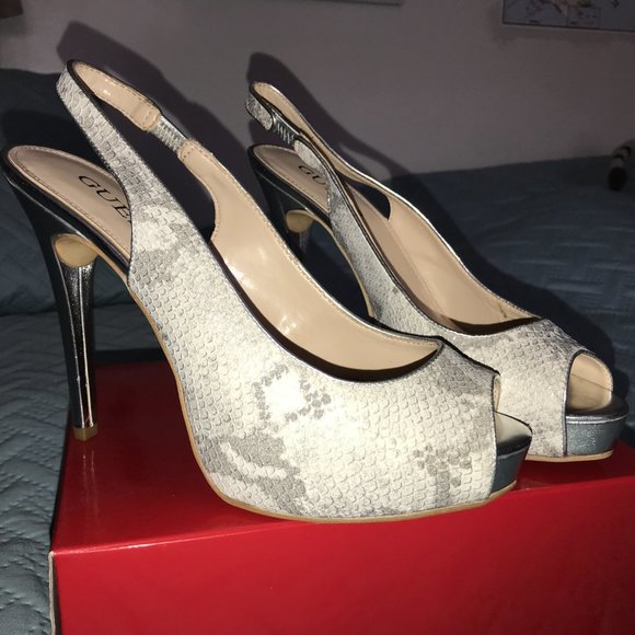 Guess Gwaerra Peep Toe Slingback Heels Size 10M - Picture 3 of 15
